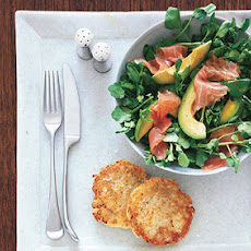 Potato Latkes with Watercress, Smoked Salmon, and Avocado Salad