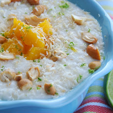 Coconut and Lime Rice Pudding with Mangoes and Cashews