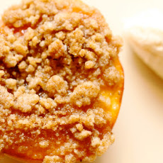 Peaches with Cardamom Streusel & Honey-Vanilla Cream