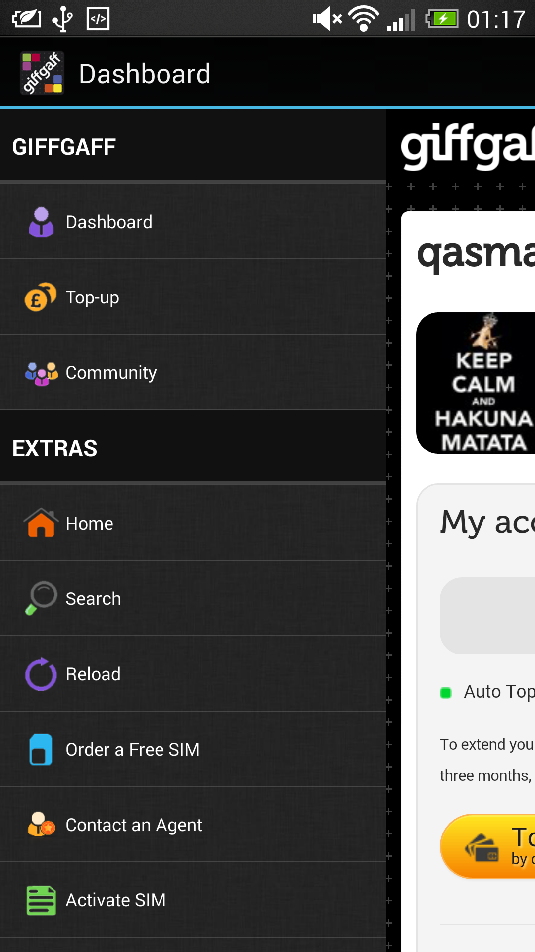 Android application giffgaff app screenshort