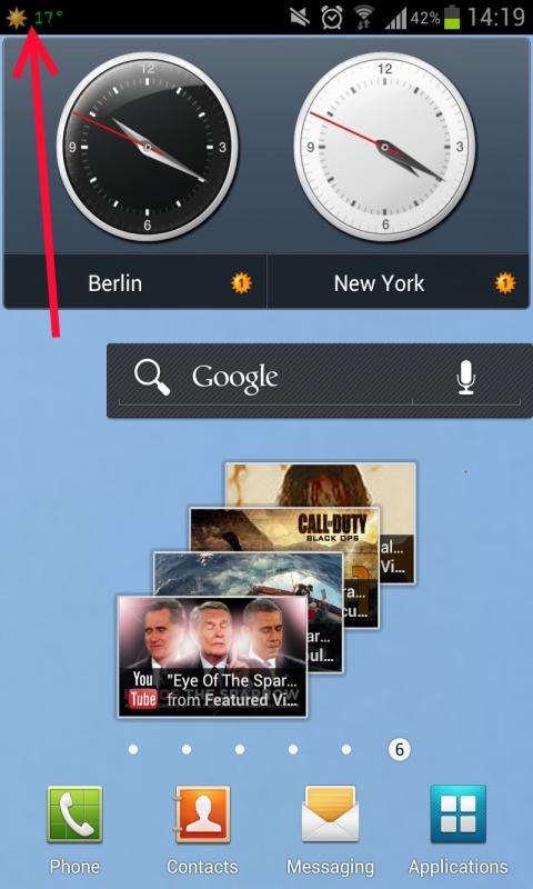 Android application Wetterbild in Statusleiste PRO screenshort