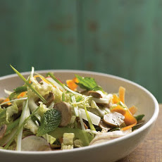 Chicken, Mushroom, and Cabbage Salad with Soy-Lemon Dressing