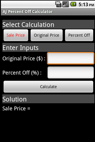 AJ Percent Off Calculator