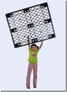 Girl lifting lightweight plastic pallet