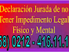 Declaracion Jurada De No Tener Impedimento Legal