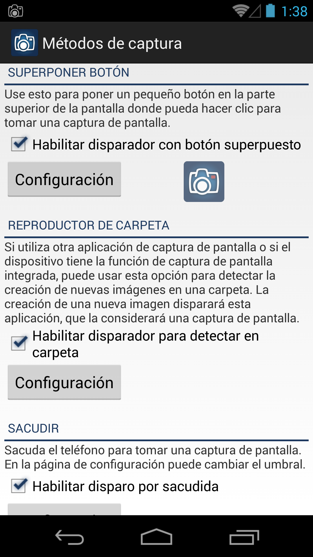 Android application Screenshot Ultimate Pro screenshort