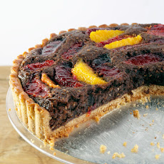 Blood Orange Chocolate Tart with Rye Flour Cardamom Crust