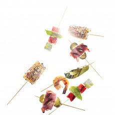 Ham, Cheese, and Pickle Skewers