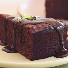 Chocolate-Pistachio Torte with Warm Chocolate Ganache