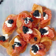 Gaufrette Potatoes with Gravlax, Sour Cream and Osetra Caviar