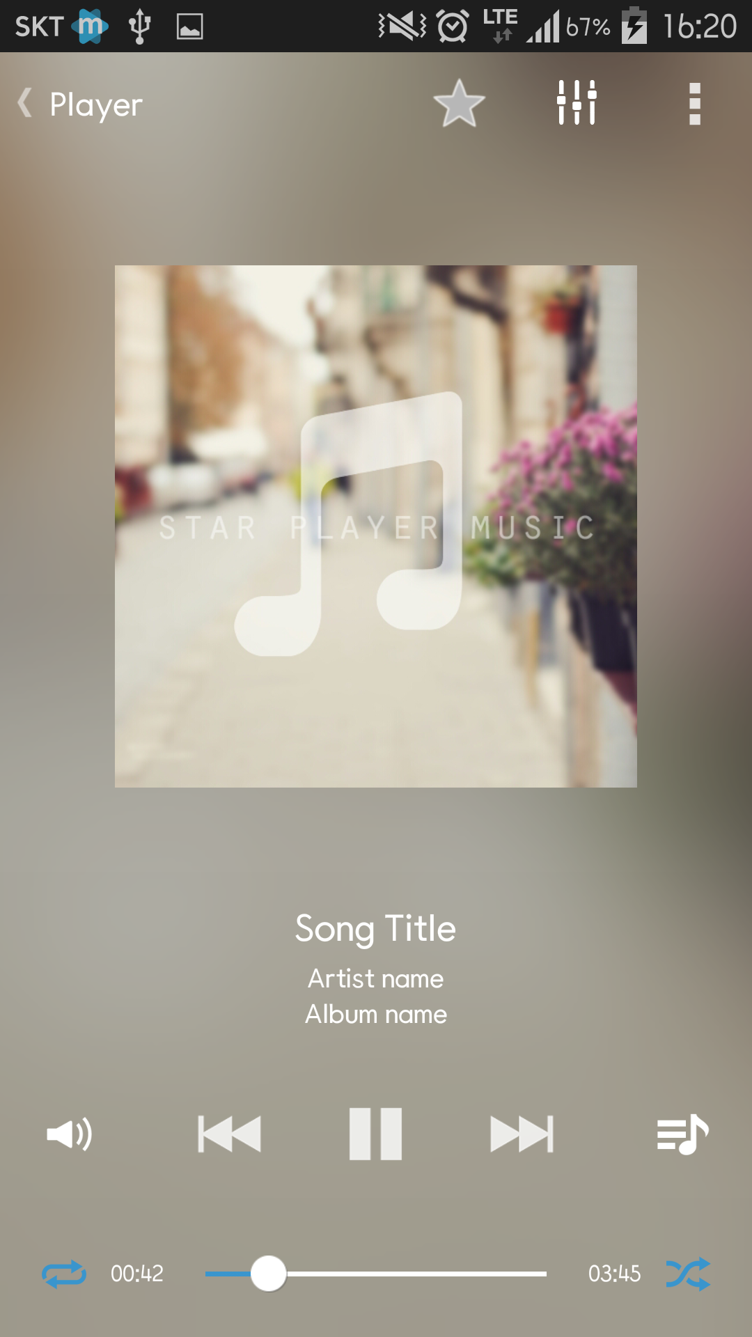 Android application Star Music Player screenshort