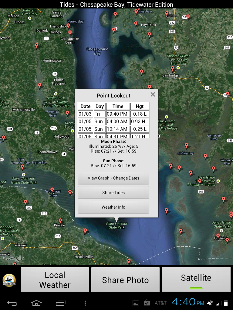Android application DC, Maryland &amp; Virginia Tides screenshort