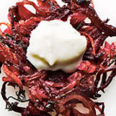 Potato-Beet Latkes with Horseradish Cream