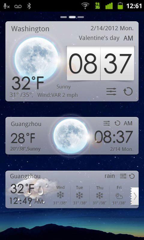 Android application GO Weather EX Theme White screenshort
