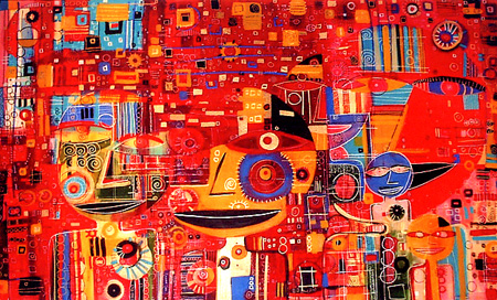 Faces.
36" x 48".
Mixed Media/Canvas.
2001
Private Collection