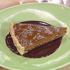 Sweet Potato Pecan Tart with Creme Anglaise and Chocolate Sauce