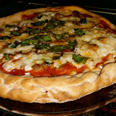 Sausage and Ramp Pizza with Goat's Milk Mozzarella and Half-Whole Wheat Sourdough Crust