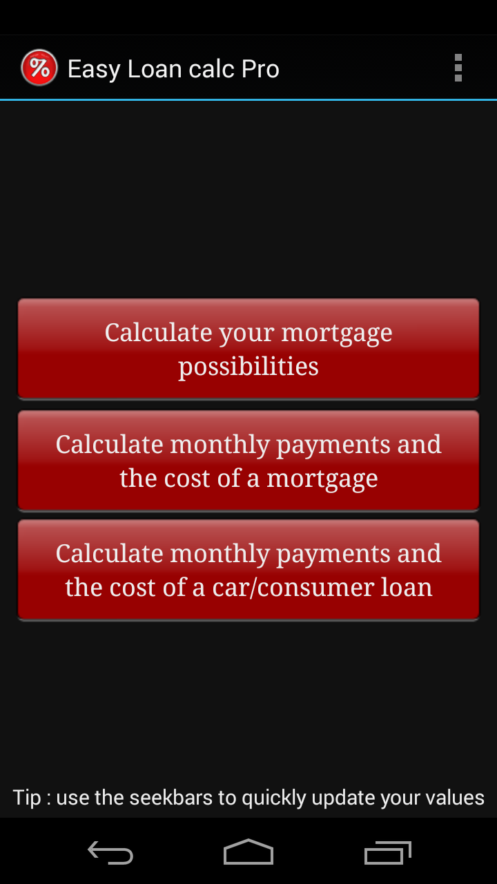 Android application Easy Mortgage Calculator Pro screenshort