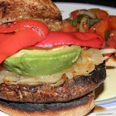 Grilled Portabellas with Caramelized Onions and Avocados