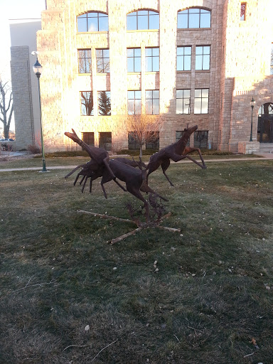Deer on the Range Iron Statue 