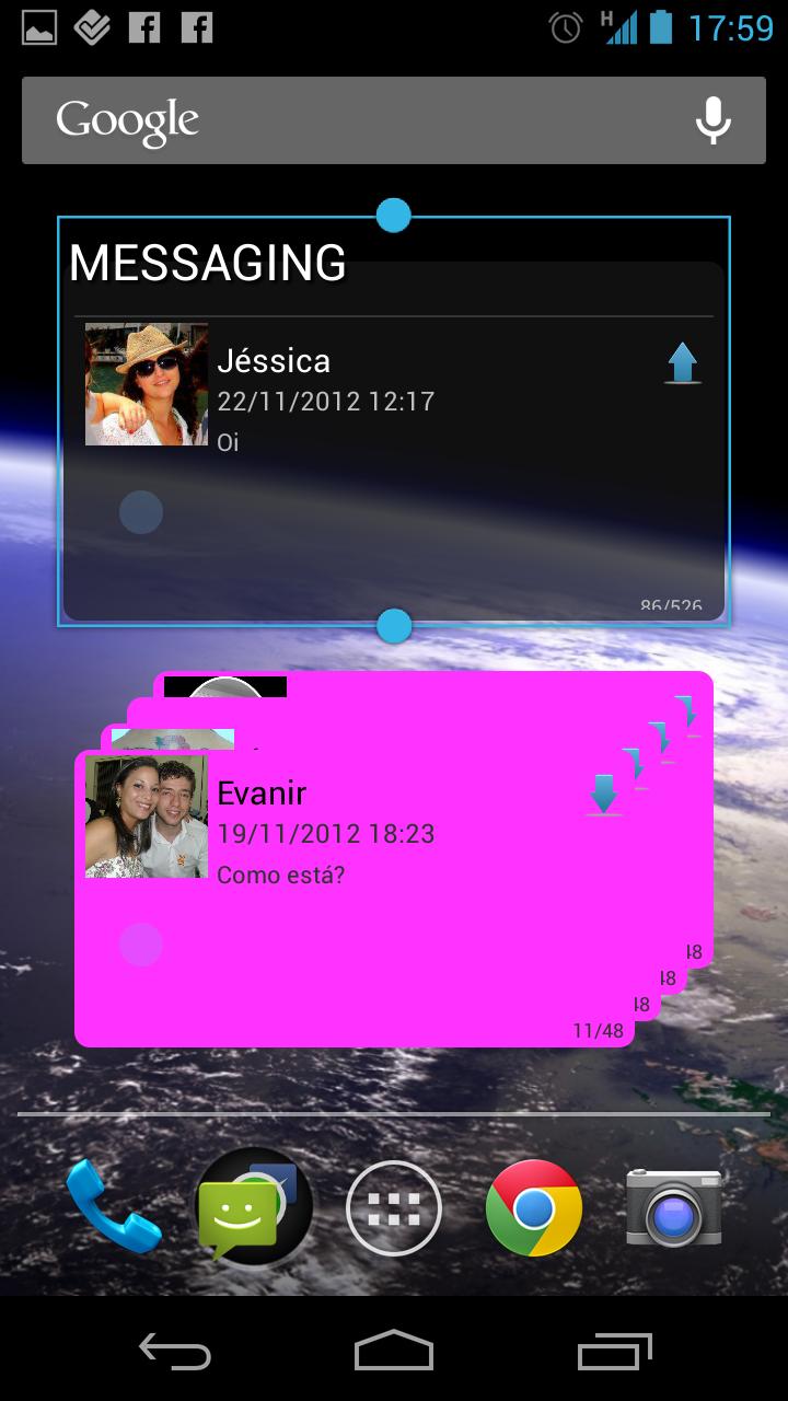 Android application SMS Widget screenshort