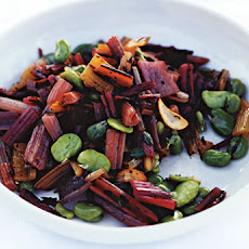 Grilled Rainbow Chard with Fava Beans and Oregano