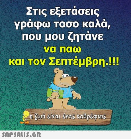 Στις εξετάσεις γράφω Τοσο καλά, που μου ζητάνε και τον Σεπτέμβρη.!! SAPSAIS.GR