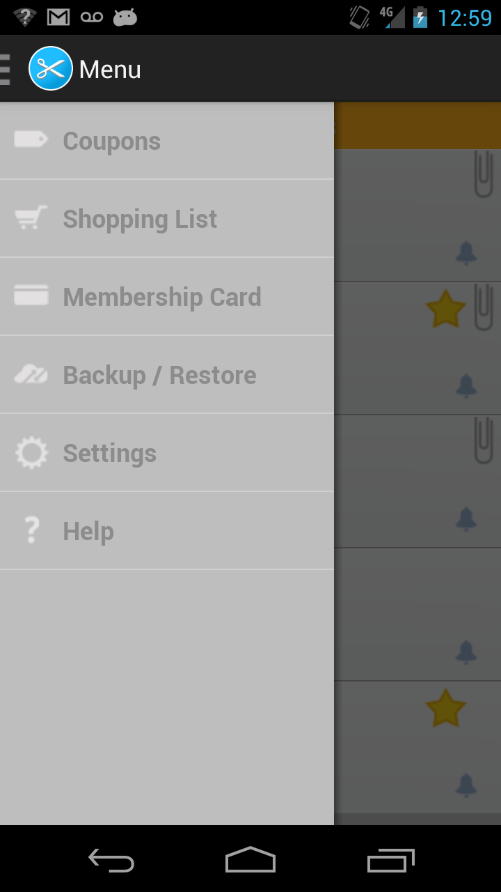 Android application Scissors (coupon organizer) screenshort