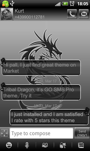 Tribal Dragon theme GO SMS Pro