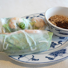 Minted Shrimp and Mango Summer Rolls with Cashew-Mirin Dipping Sauce