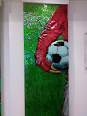 Painted Glass Soccer Pane