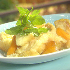 Peaches and Cream Bread Pudding with Amaretto Sauce
