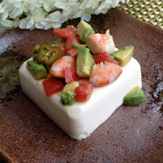 Quick Avocado Jalapeño Balsamic Shrimp on Tofu