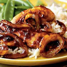Sriracha-Glazed Chicken and Onions over Rice