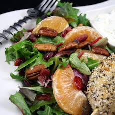 Mixed Green Salad With Oranges, Dried Cranberries and Pecans