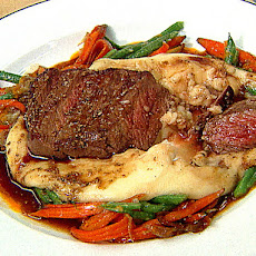 Prime Aged Cote de Boeuf with Roasted Baby Carrots, Shallots and Aligot