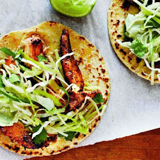 Cooking Light's Ancho Chicken Tacos with Cilantro Slaw and Avocado Cream