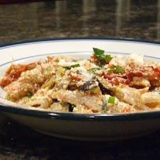 Penne with Roasted Eggplant, Tomatoes and Ricotta Cheese