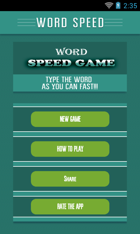 Android application Word Speed Game screenshort