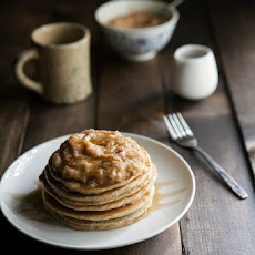 Hazelnut Pancakes with Roasted Rhubarb Cardamom Compote