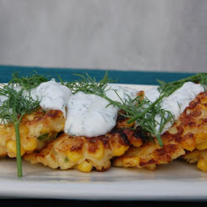 Spicy Corn Pancakes with Dill Yogurt