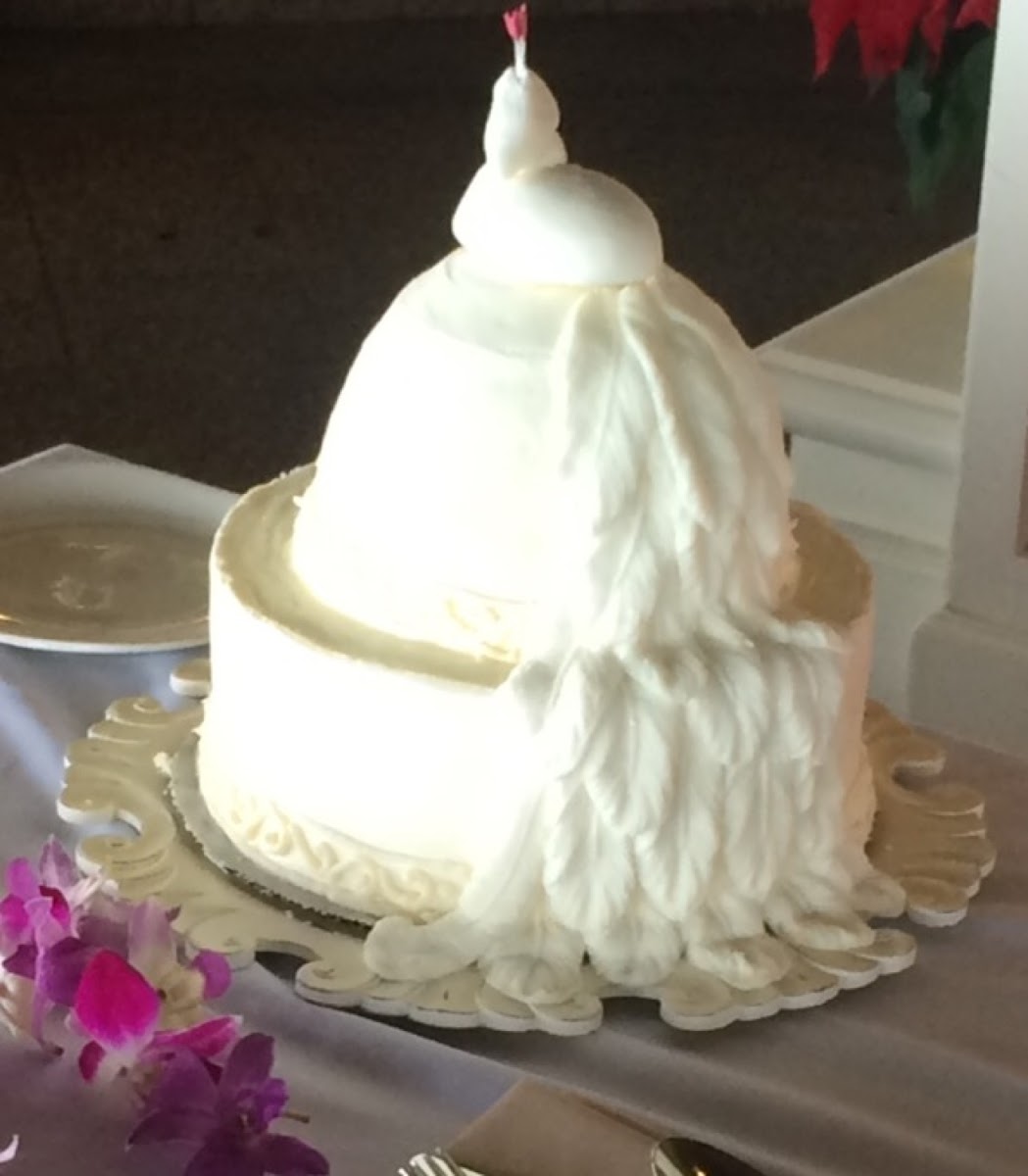 White Peacock Bridal Brunch Cake- Carrot and Coconut layers with cream cheese!