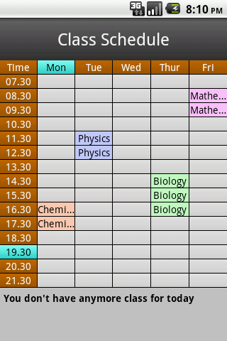 Class Schedule