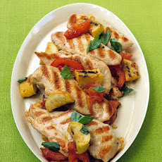 Grilled Chicken Cutlets with Squash and Tomatoes