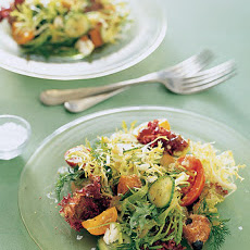 Mediterranean Salad with Olive-Bread Croutons