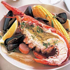 Lobster with Sausage, Mussels, Corn, and Potatoes