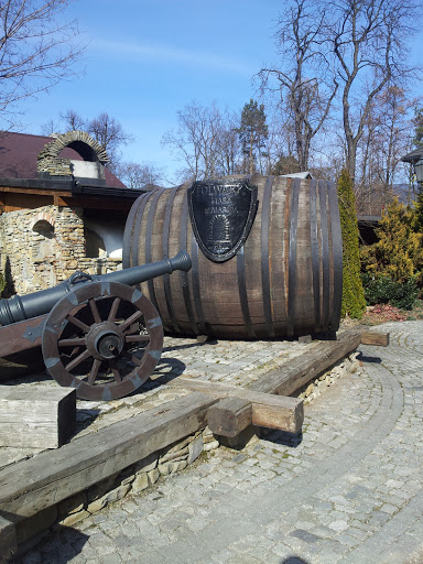 Old Barell and a Rustic Cannon