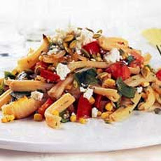 Warm Pasta Salad with Roasted Corn and Poblanos