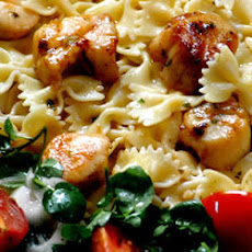 Basil Pan-Seared Scallops over Pasta
