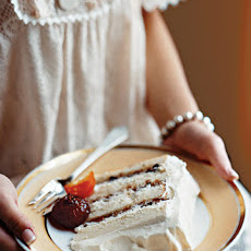 White Cake with Mincemeat Filling and Glaceed Fruit